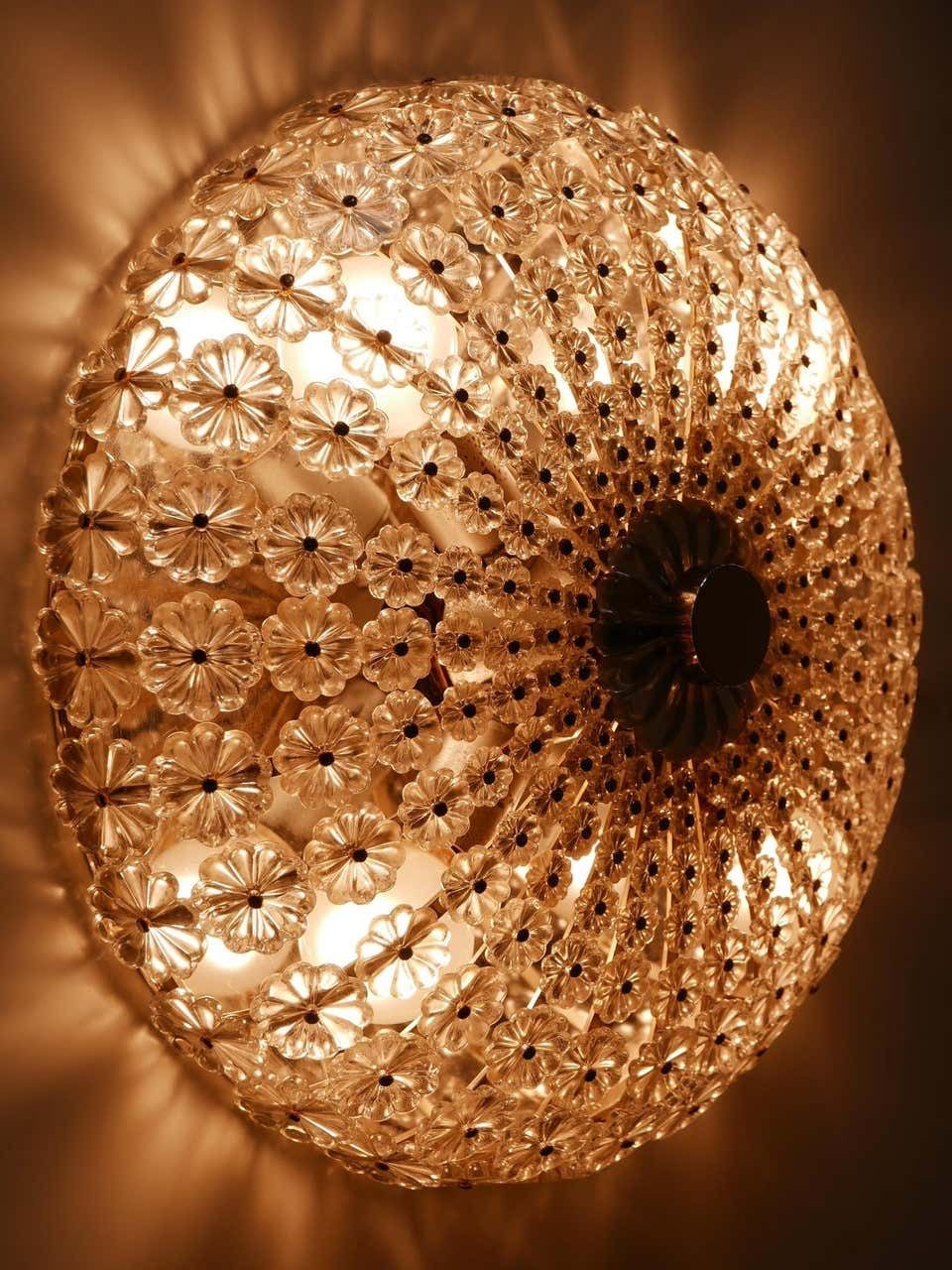 Lovely Mid Century Modern Glass Flower Flush Mount Or Sconce By H. Richter 1950s photo vintage