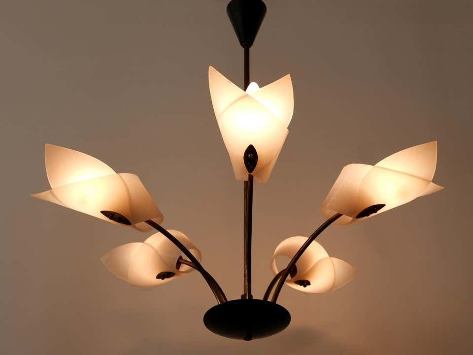 photo furniture Lovely Mid Century Modern Fived Armed Chandelier Or Pendant Lamp Germany 1950s