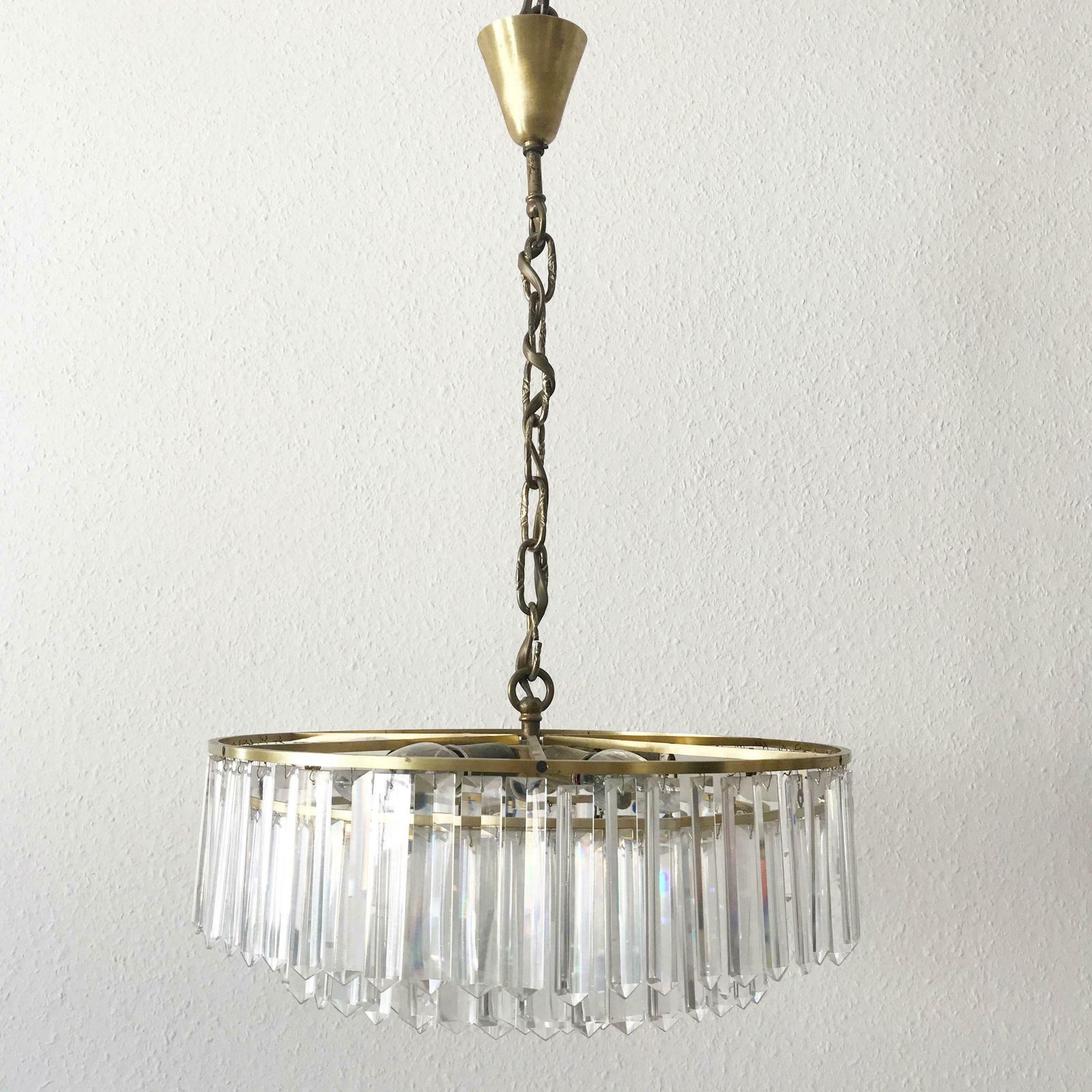 Crystal Glass Chandelier Or Pendant Lamp By Bakalowits And Söhne Vienna 1950s photo for sale
