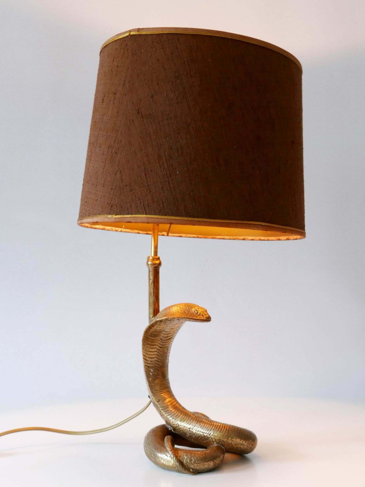 Exceptional Mid Century Modern Cobra Table Lamp By Maison Jansen France 1970s photo Lighting