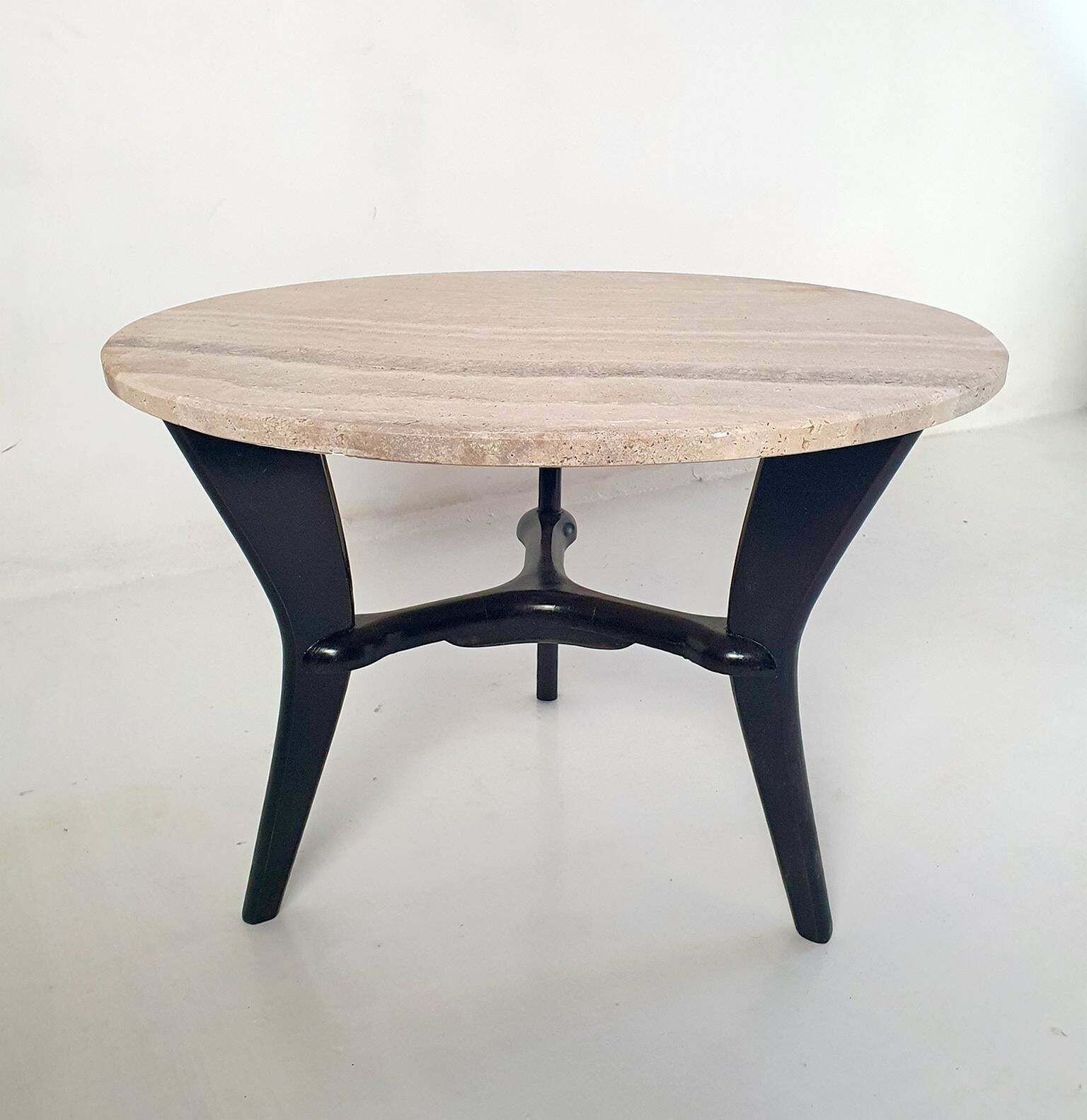 Mid Century Round Coffee Table In Travertine, Italy, 1950's photo furniture