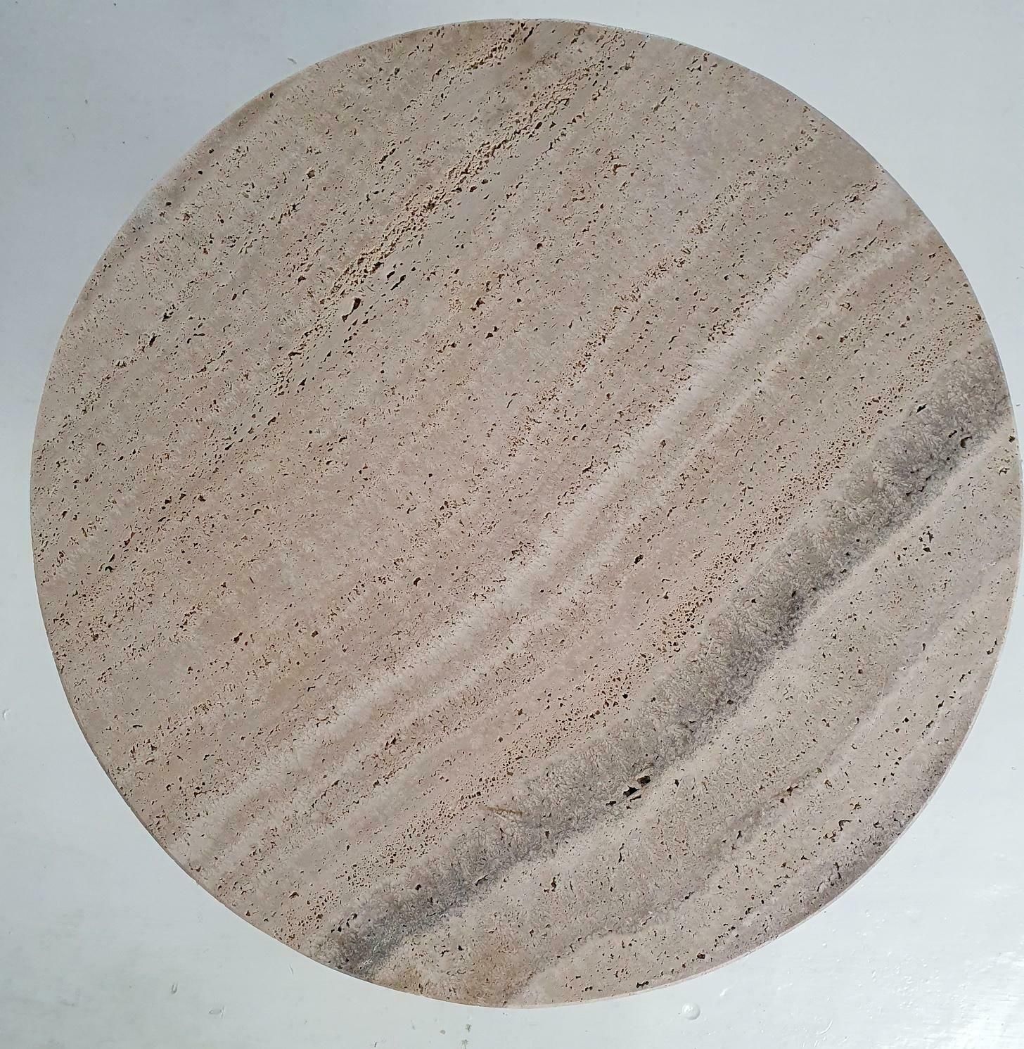 Mid Century Round Coffee Table In Travertine, Italy, 1950's photo for sale