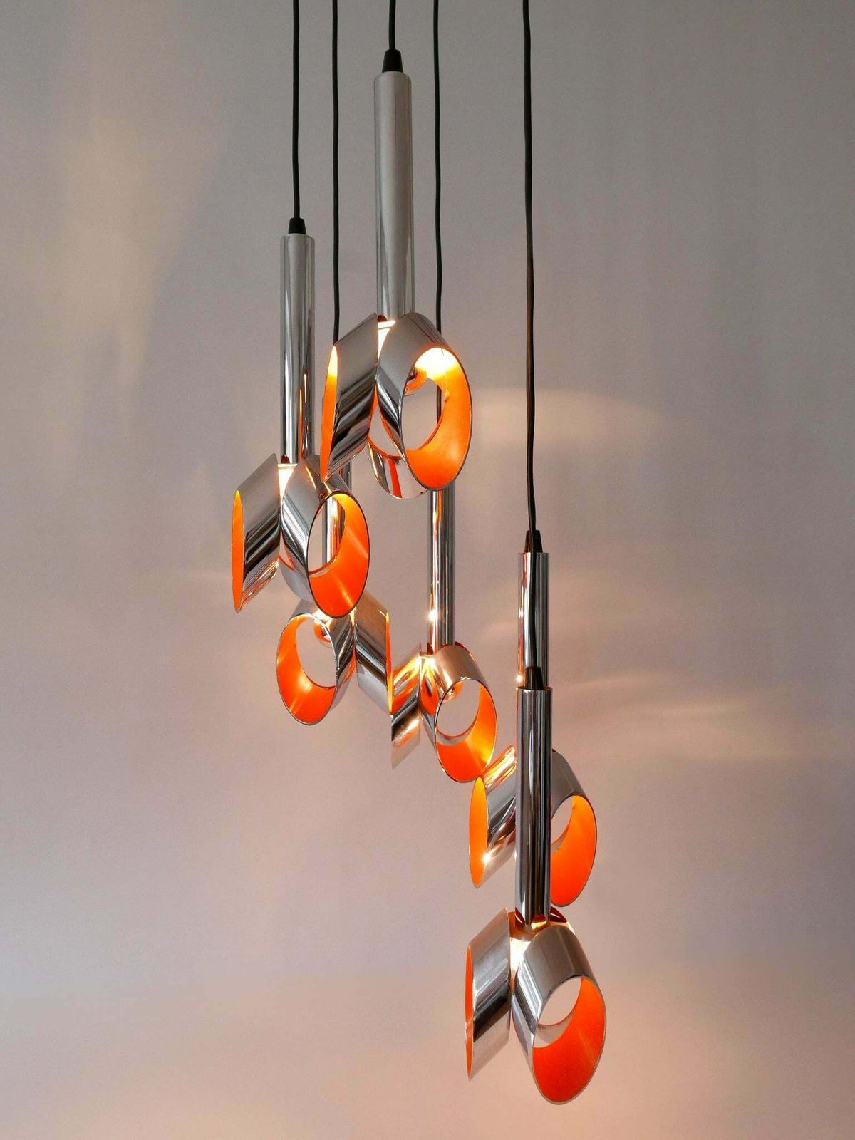 Exceptional Mid Century Modern Six Armed Tulip Chandelier Or Pendant Lamp 1970s photo buy