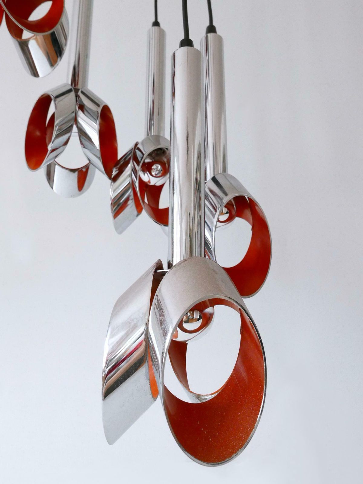 photo buy Exceptional Mid Century Modern Six Armed Tulip Chandelier Or Pendant Lamp 1970s