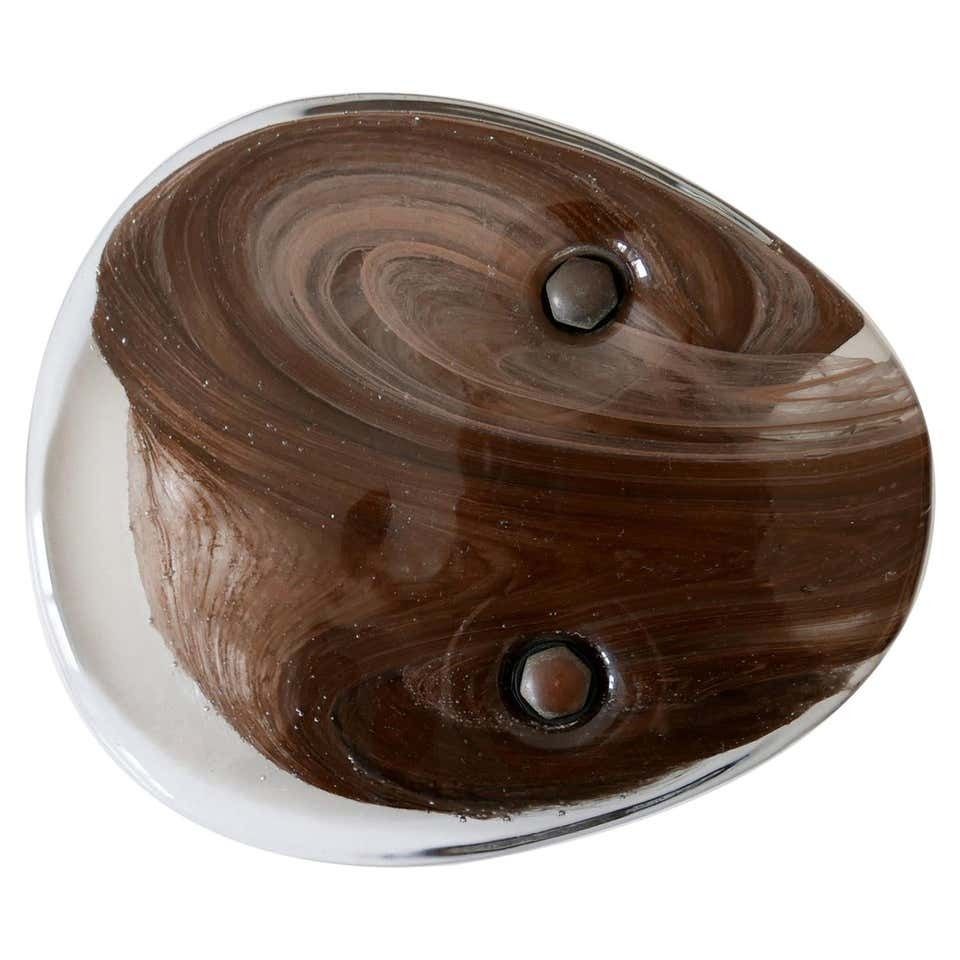 Exceptional Mid Century Modern Push & Pull Marbled Glass Door Handle Italy 1960s