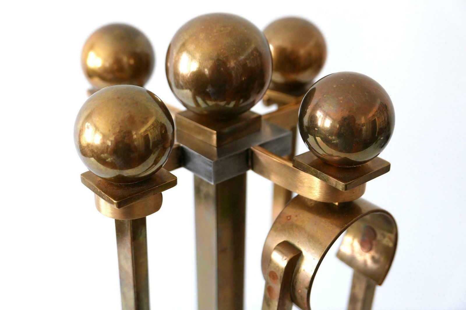 photo furniture Exceptional Mid Century Modern Brass And Steel Fireplace Tools 1970s