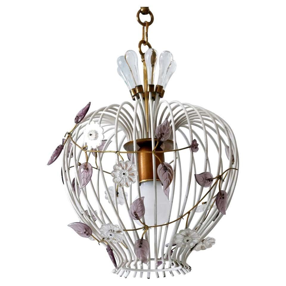 Lovely Mid Century Modern Birdcage Pendant Lamp Or Chandelier Germany 1950s