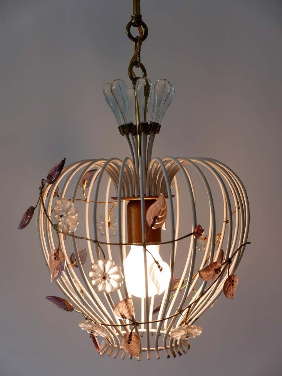 Lovely Mid Century Modern Birdcage Pendant Lamp Or Chandelier Germany 1950s photo vinterior