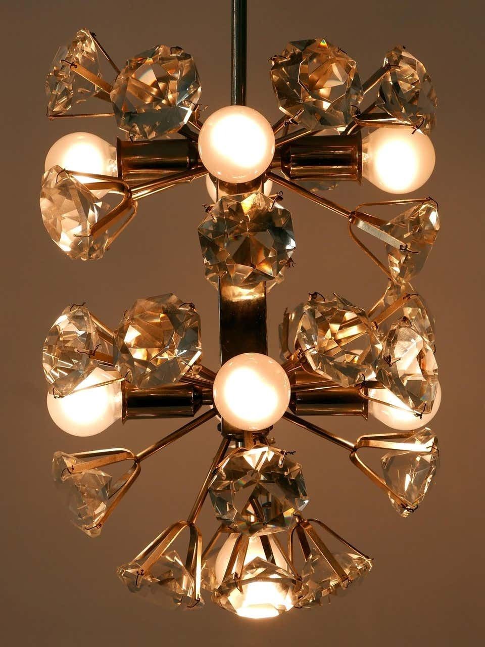 Exceptional Diamond Shaped Large Crystal Glass Chandelier By Bakalowits & Sons photo Lighting