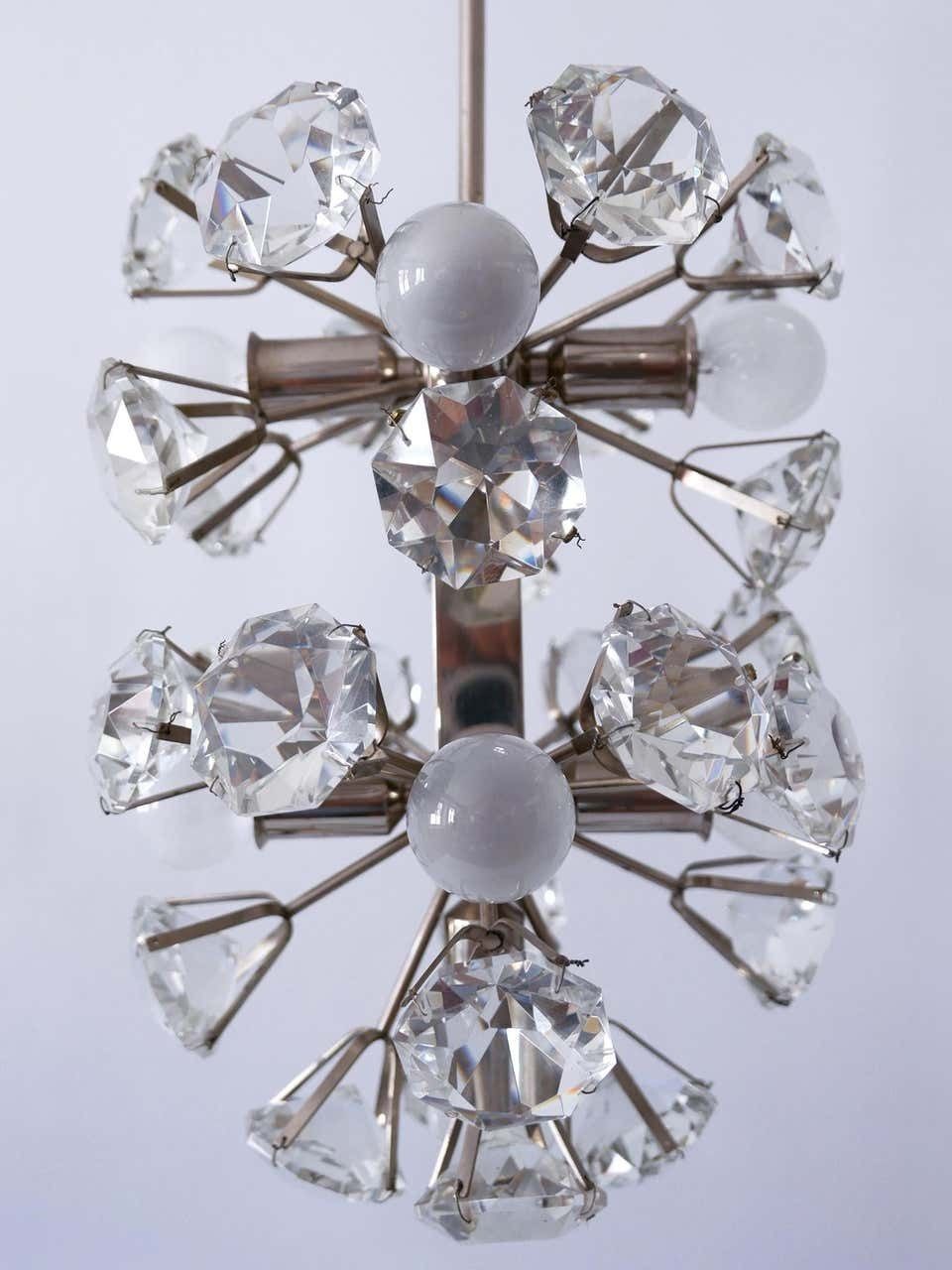 Exceptional Diamond Shaped Large Crystal Glass Chandelier By Bakalowits & Sons photo buy
