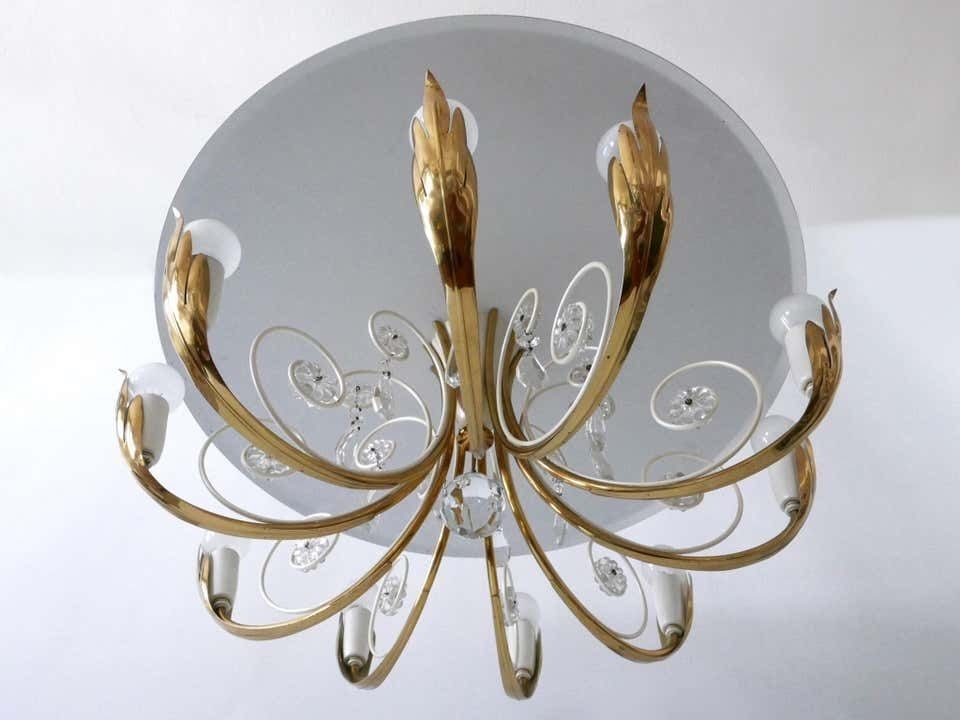 photo furniture Elegant 10 Flamed Chandelier Or Ceiling Lamp By Vereinigte Werkstätten 1950s