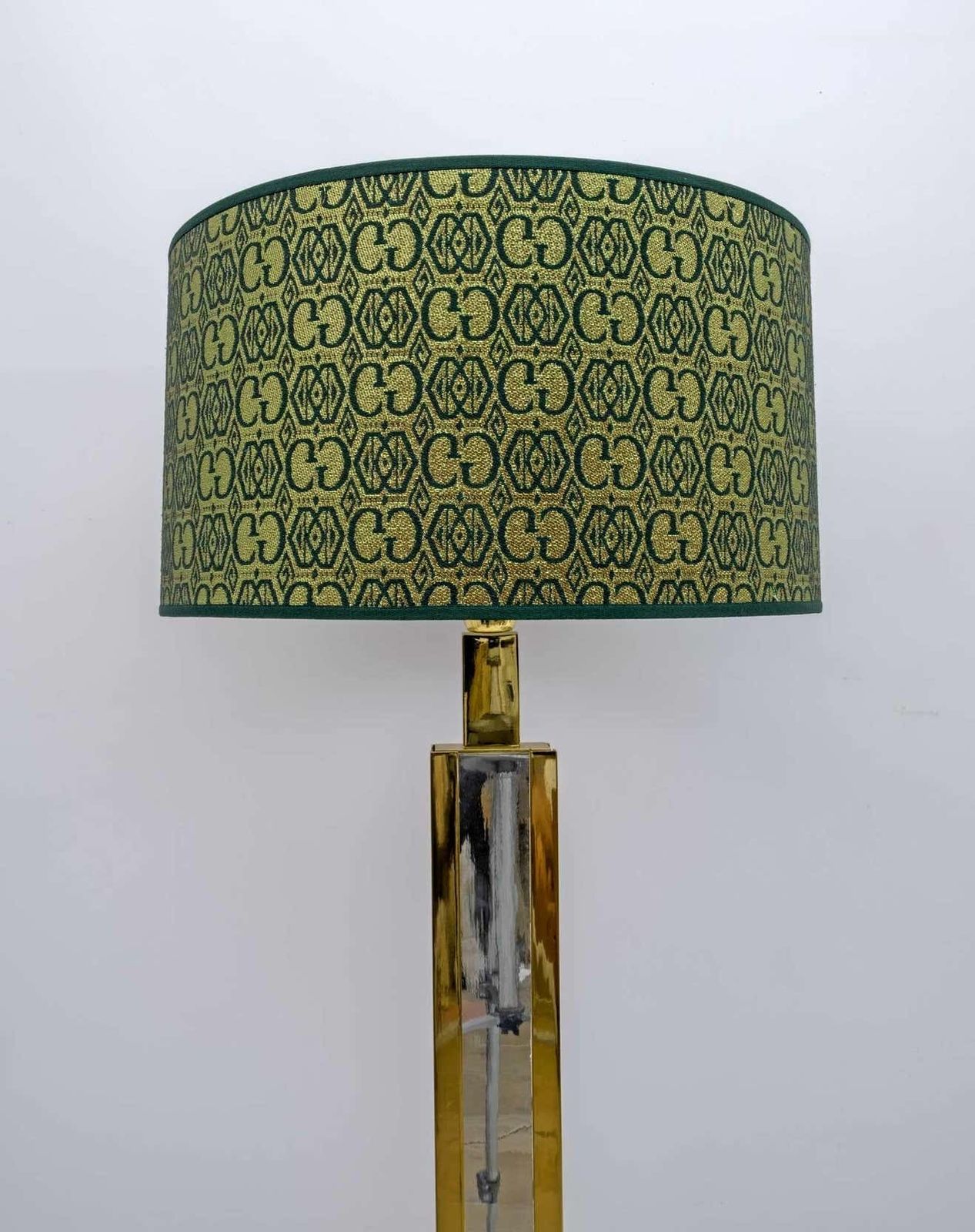 Romeo Rega Mid Century Modern Italian Brass Floor Lamp With Gucci Fabric, 1970s photo buy