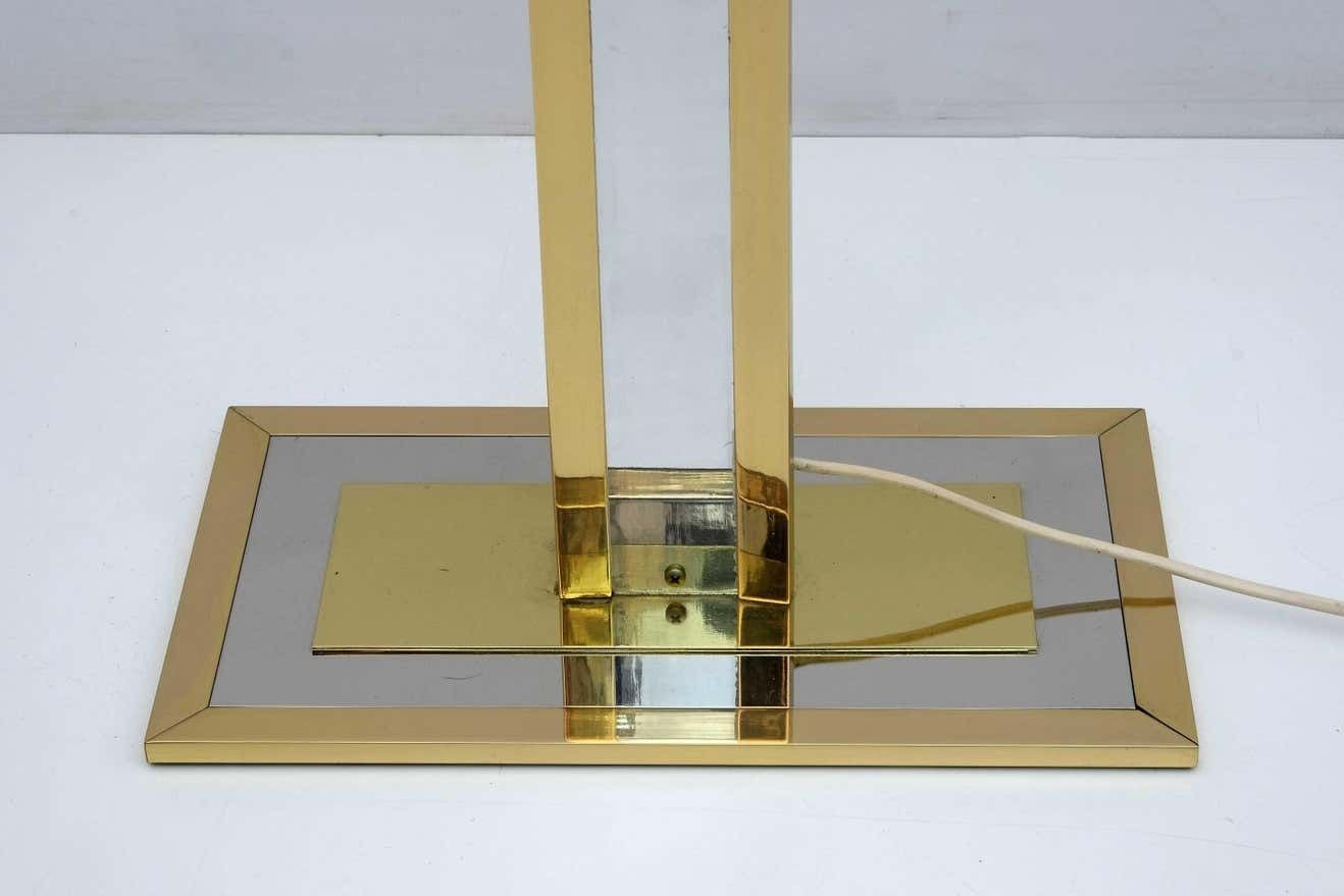 Romeo Rega Mid Century Modern Italian Brass Floor Lamp With Gucci Fabric, 1970s photo vintage