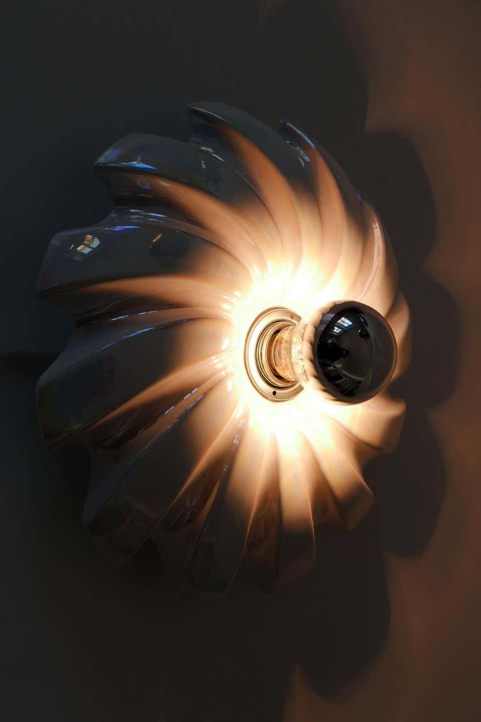 photo vinterior Set Of Two Mid Century Modern Iridescent Glazed Pan Wall Lamps By Goebel Germany