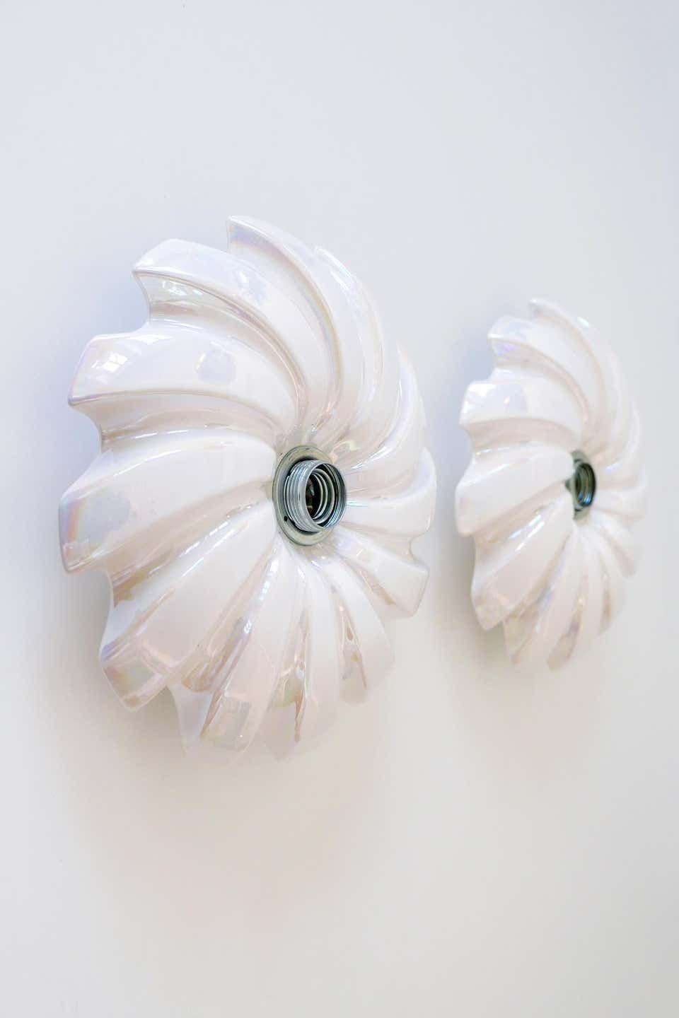photo buy Set Of Two Mid Century Modern Iridescent Glazed Pan Wall Lamps By Goebel Germany