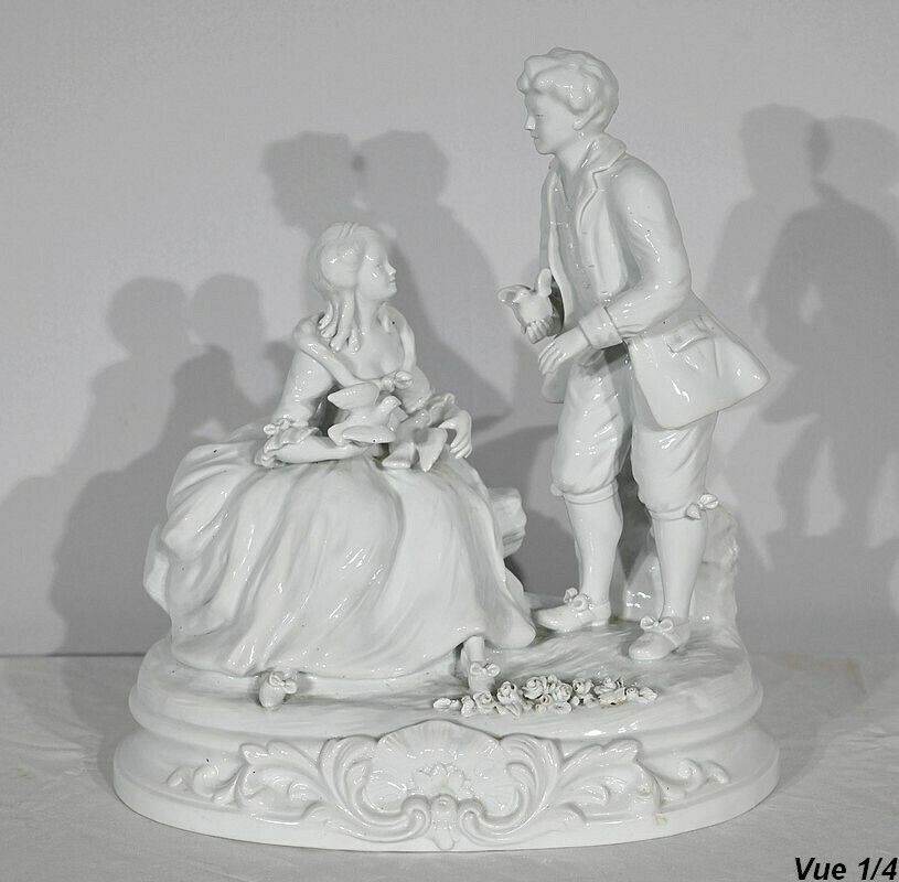 Earthenware "Couple Of Gallants", After F.Boucher, Sèvres   Late 19th Century photo Home Decor