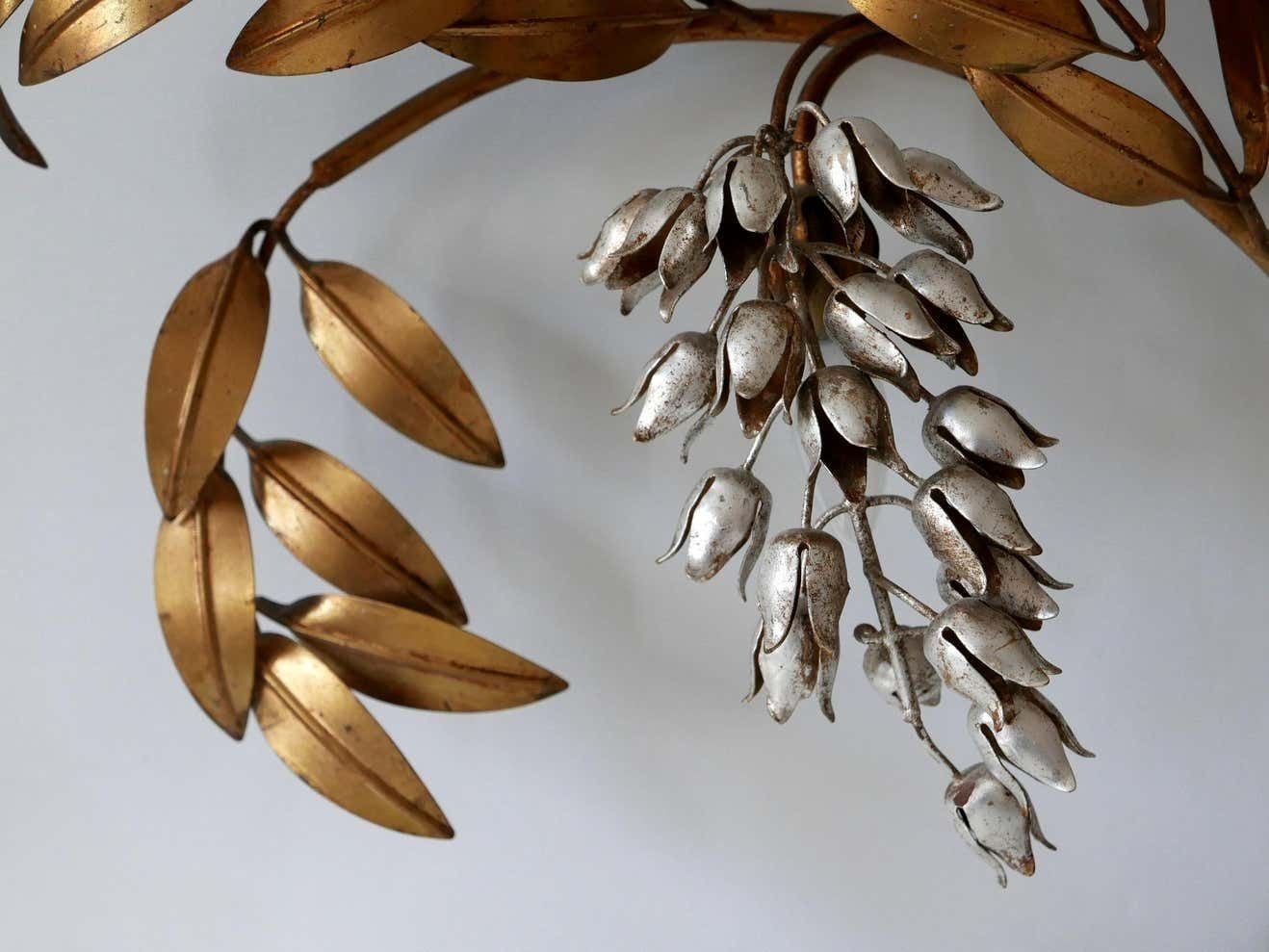 photo for sale Huge Pioggia D''Oro Gilt Metal Wall Lamp Or Sconce By Hans Kögl 1970s Germany
