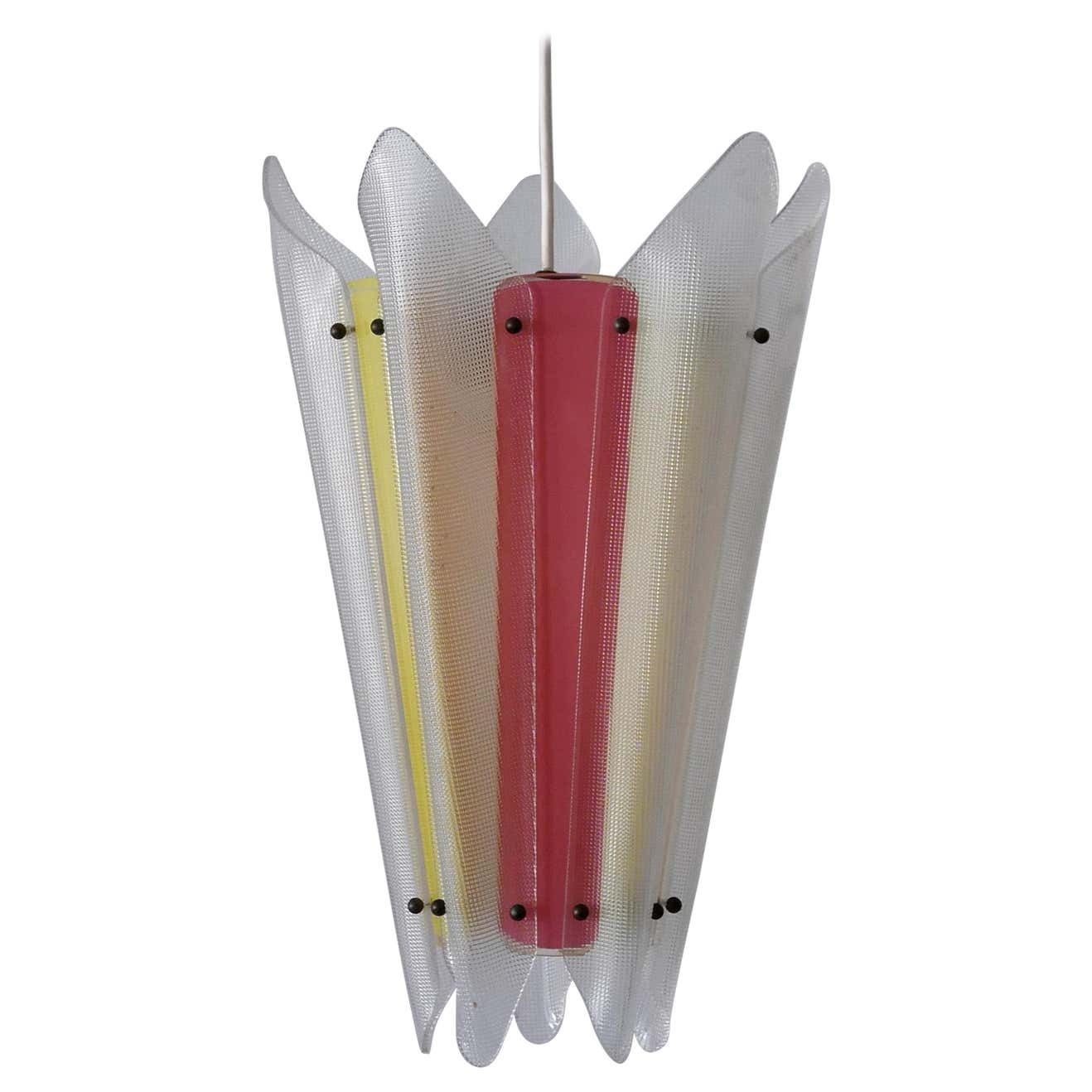 Rare Mid Century Modern Multi Coloured Lucite Pendant Lamp Germany 1960s