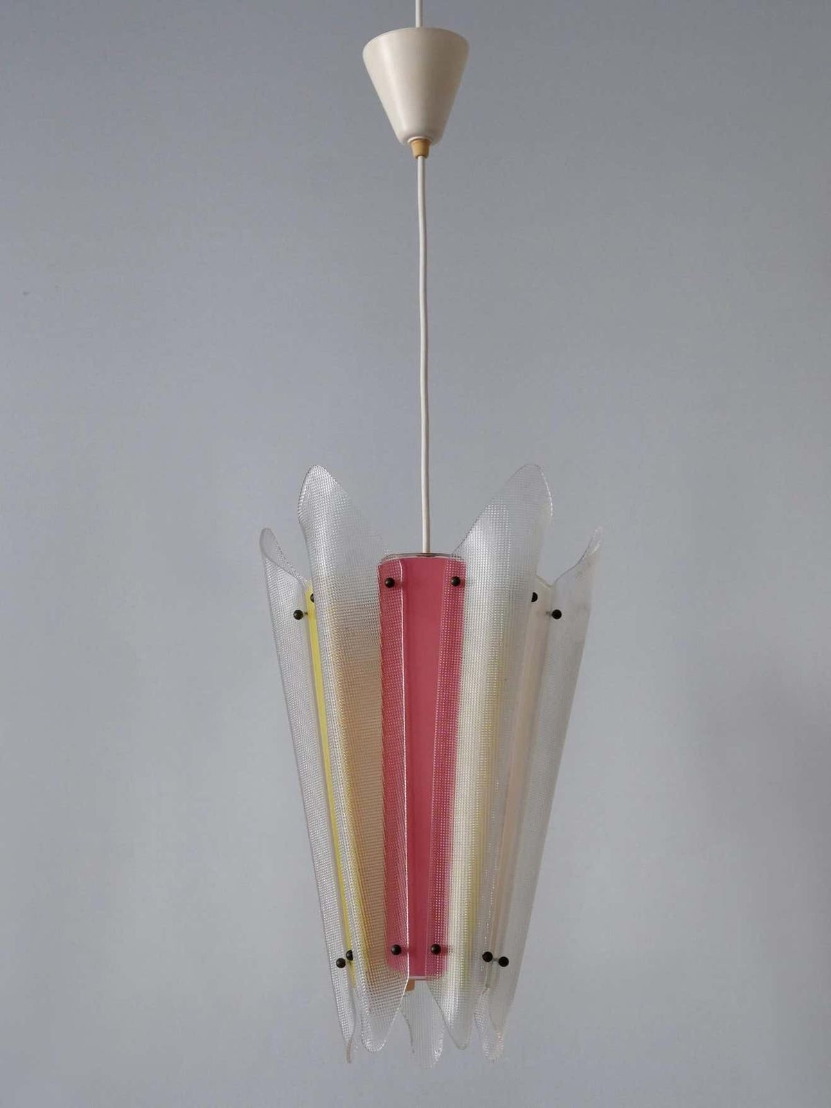 Rare Mid Century Modern Multi Coloured Lucite Pendant Lamp Germany 1960s photo for sale