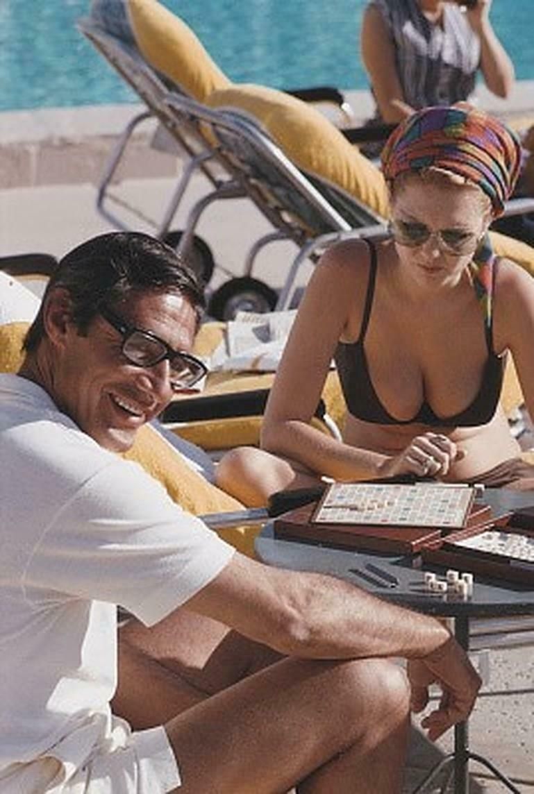 Scrabble In Palm Springs By Slim Aarons, Limited Edition C Type Print photo Art