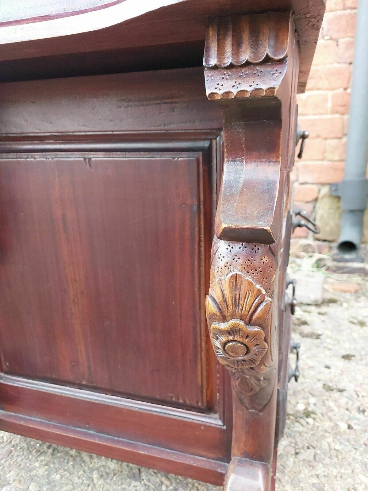 Furniture Mahogany Davenport Solid Wood Reproduction Desk With 8 Drawers photo