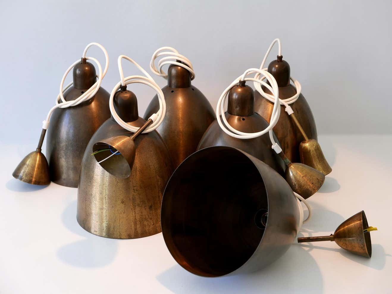 photo vinterior Rare & Elegant Mid Century Modern Brass Church Pendant Lamps Germany 1950s