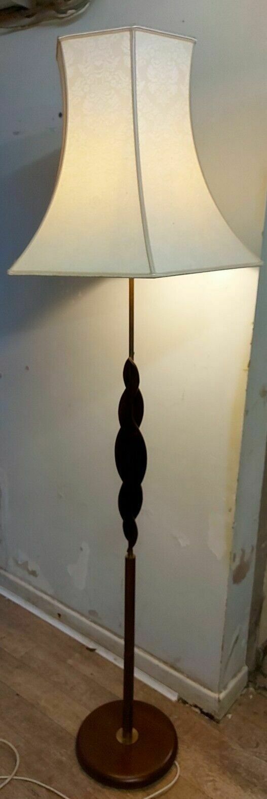 Vintage/Retro/Mid Century Vintage Teak And Brass Standard Floor Lamp With Shade