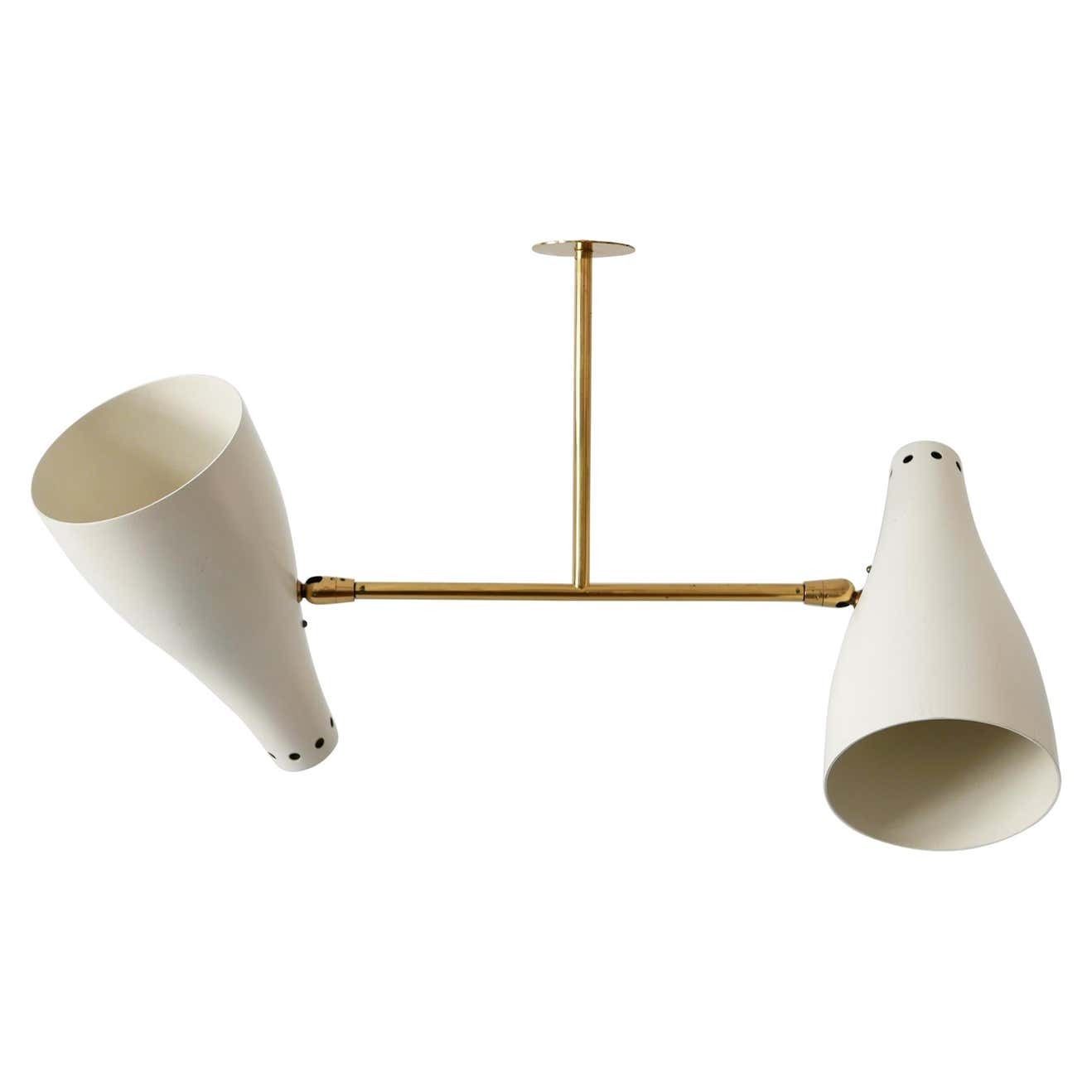 Rare Articulated Mid Century Modern Two Armed Sputnik Pendant Lamp Austria 1950s