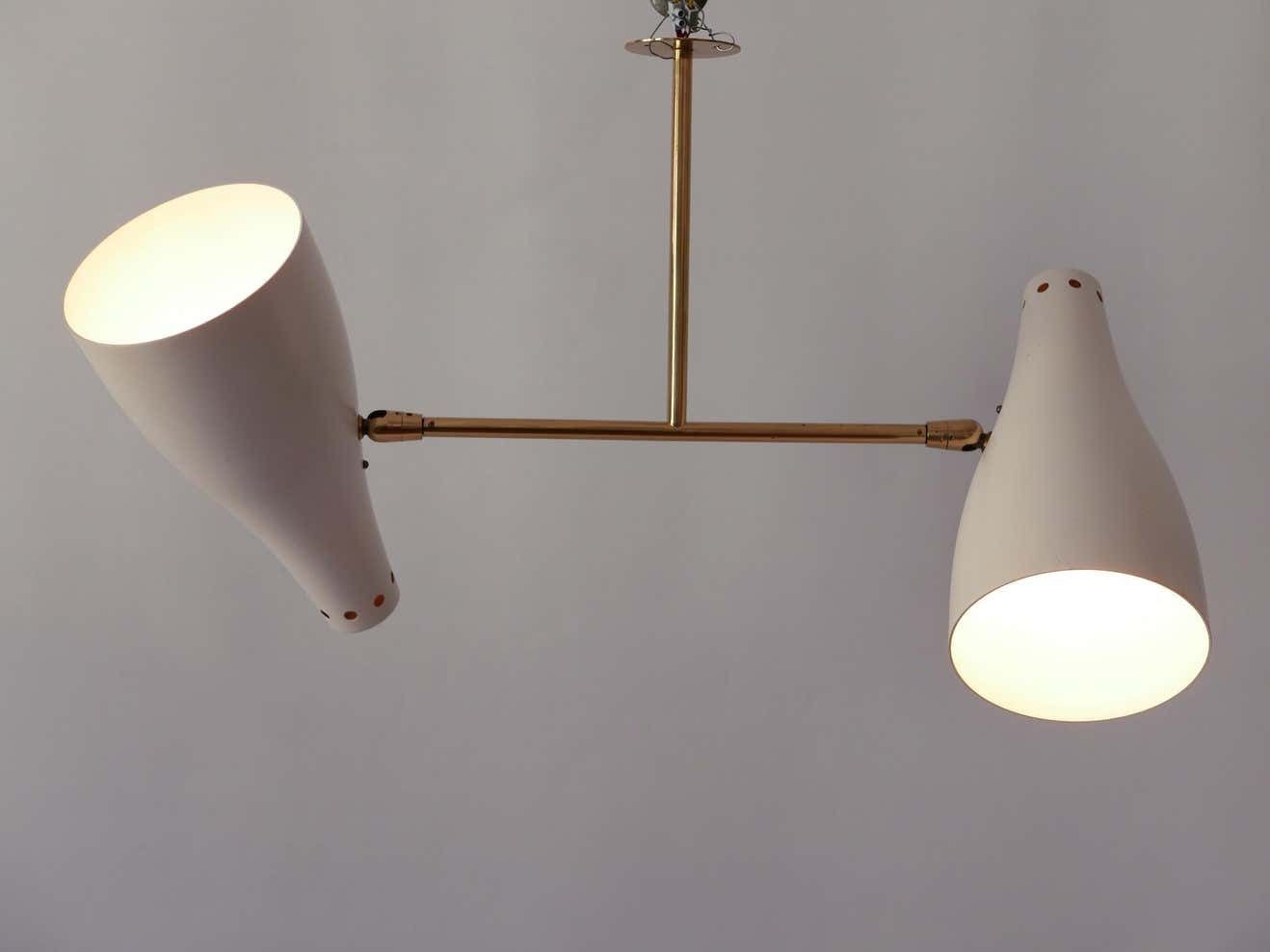 Rare Articulated Mid Century Modern Two Armed Sputnik Pendant Lamp Austria 1950s photo furniture