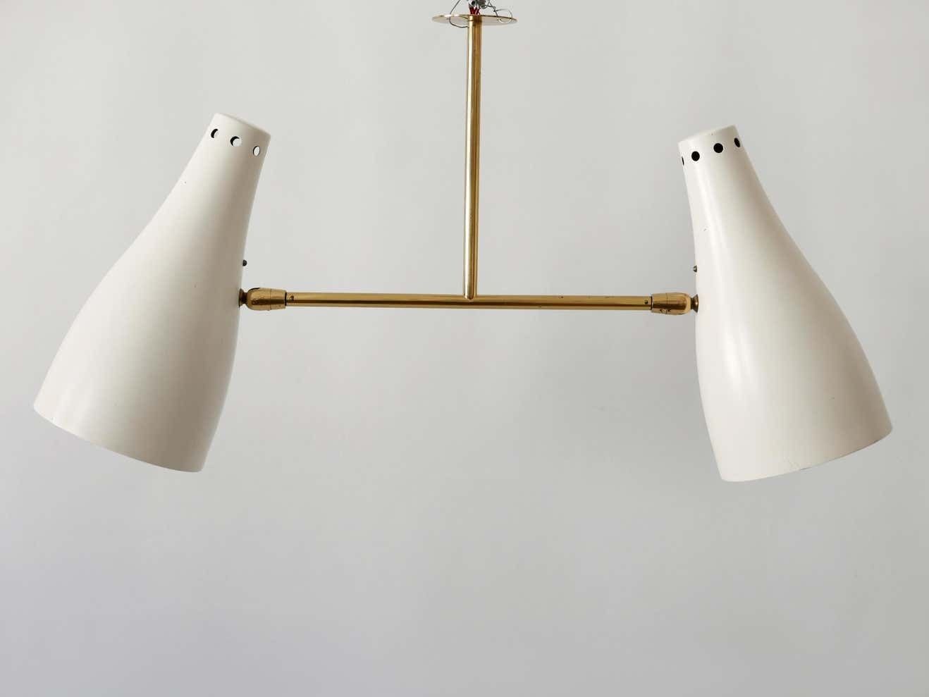 Rare Articulated Mid Century Modern Two Armed Sputnik Pendant Lamp Austria 1950s photo for sale
