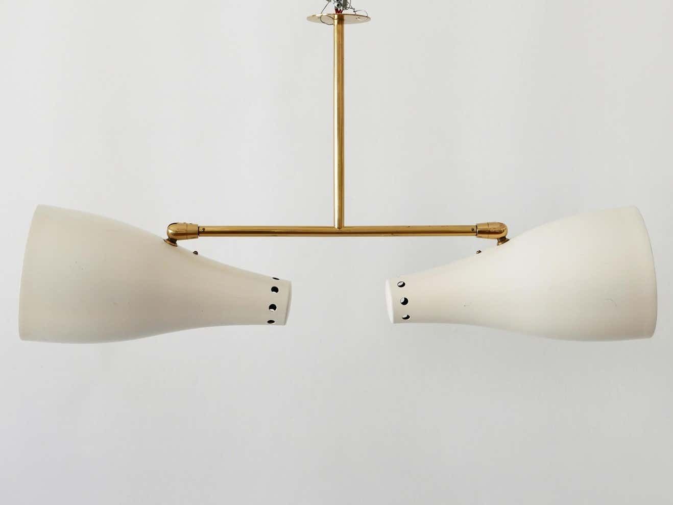 photo vintage Rare Articulated Mid Century Modern Two Armed Sputnik Pendant Lamp Austria 1950s