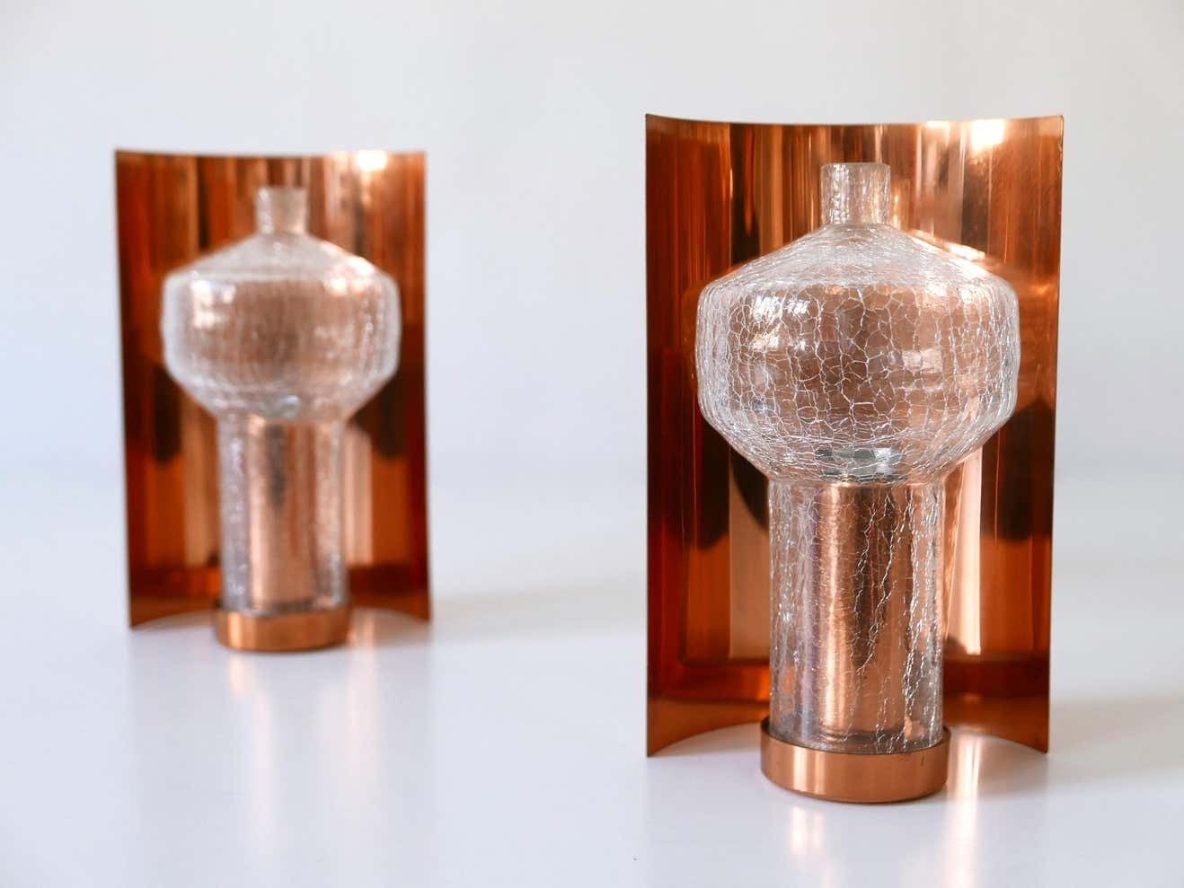 photo vinterior Set Of Two Mid Century Modern Copper & Glass Sconces By Kaiser Leuchten, 1960s