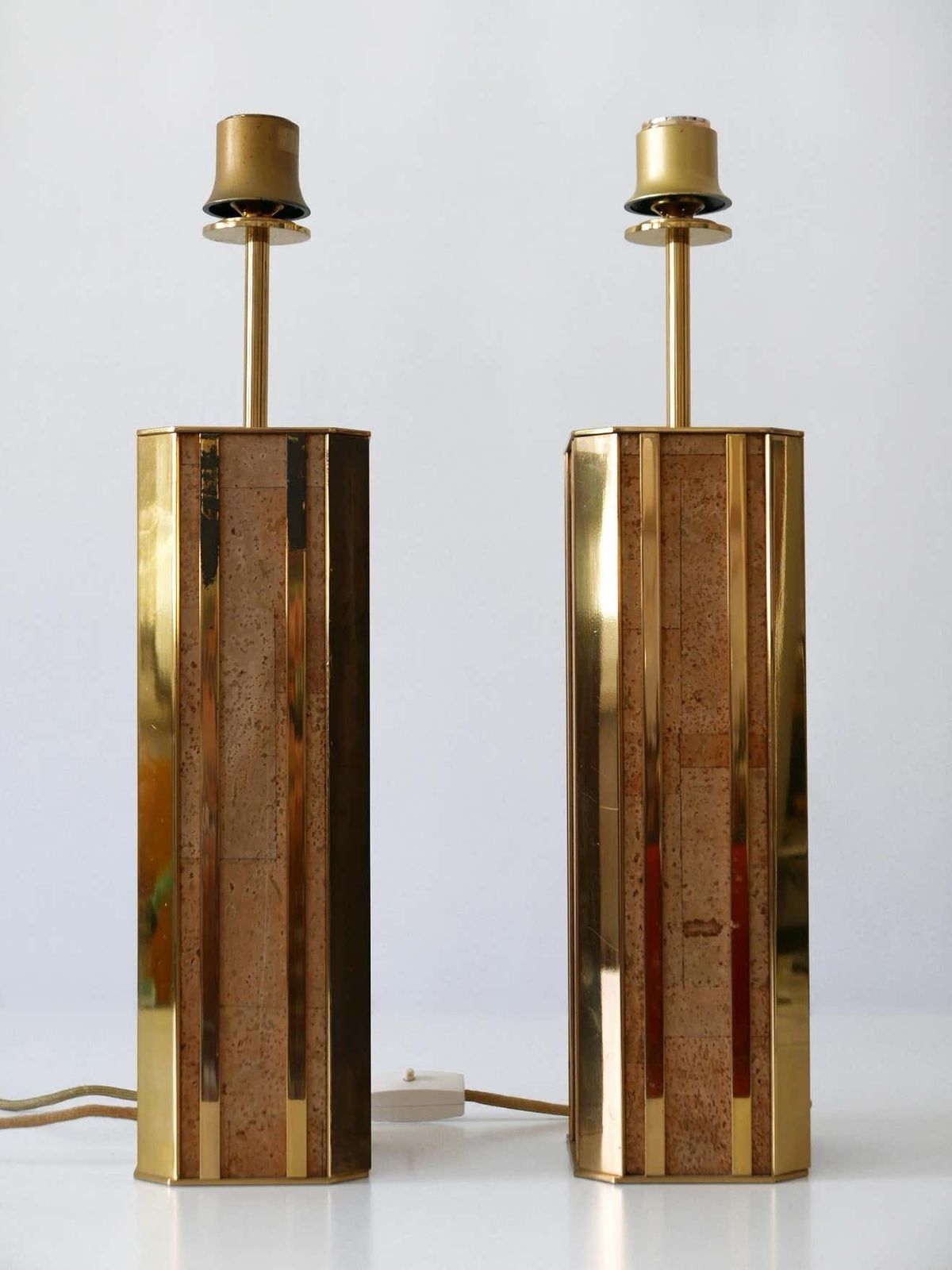 Set Of Two Monumental Mid Century Table Lamps By Vereinigte Werkstätten Germany photo vintage