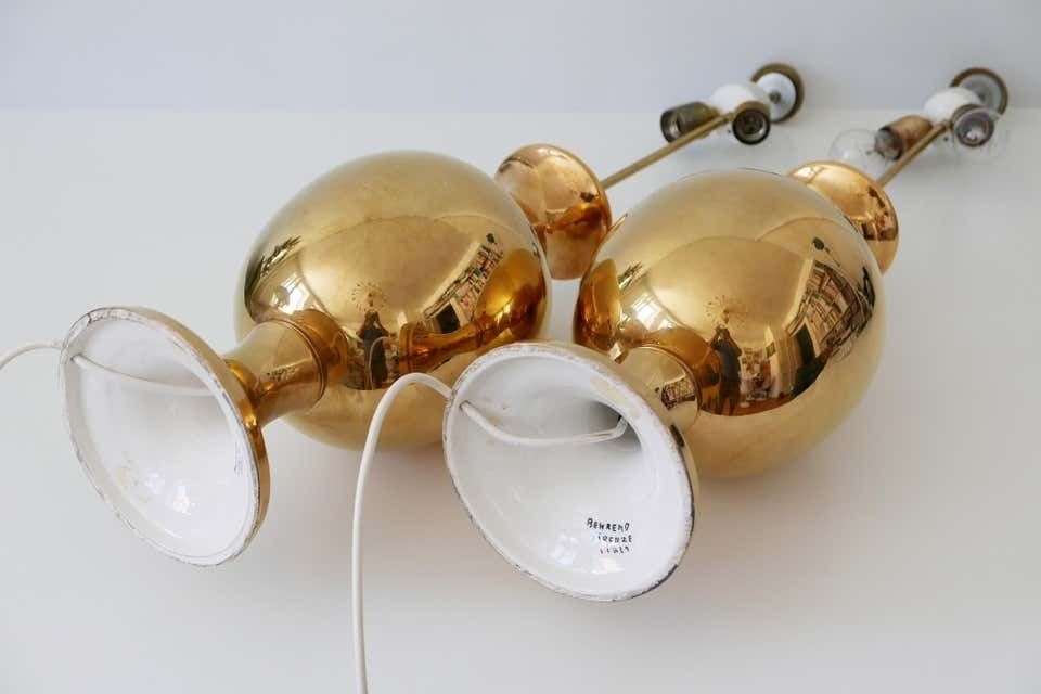 4084.0 Set Of Two Huge Gold Glazed Ceramic Table Lamps By Behreno Firenze 1960s Italy photo