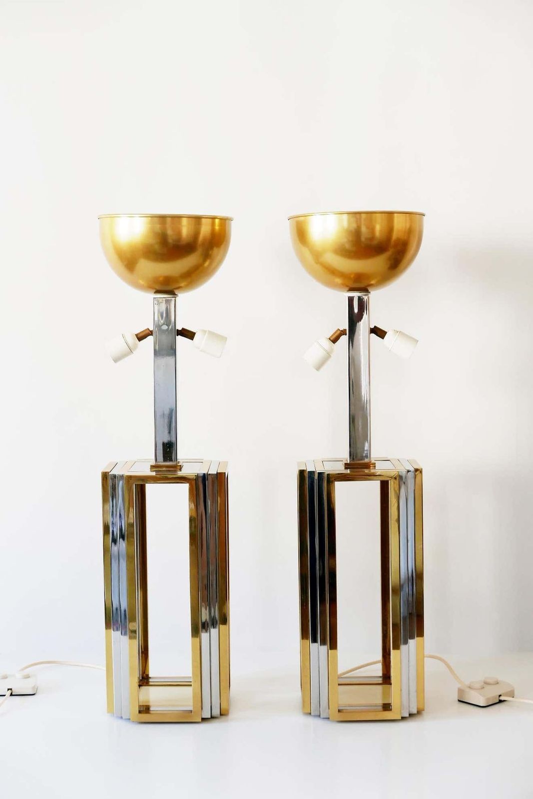 photo for sale Set Of Two Monumental Bicolor Table Or Floor Lamps By Romeo Rega, 1970s, Italy