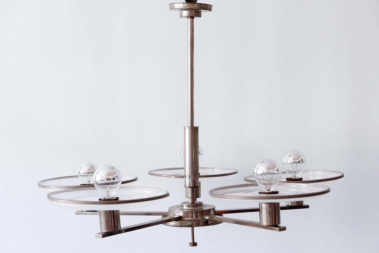 Exceptional Bauhaus / Art Deco Chandelier Or Pendant Lamp, 1930s, Germany photo for sale