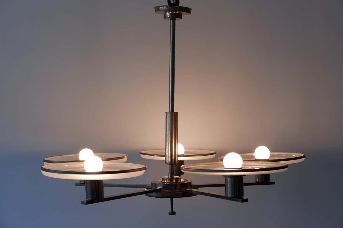 Exceptional Bauhaus / Art Deco Chandelier Or Pendant Lamp, 1930s, Germany photo Lighting