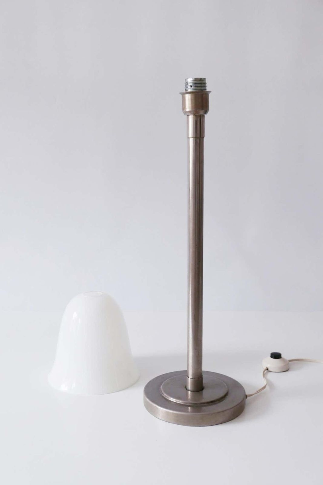 photo buy Elegant Art Deco Bauhaus Nickel Plated Brass Table Lamp Or Floor Light, 1930s