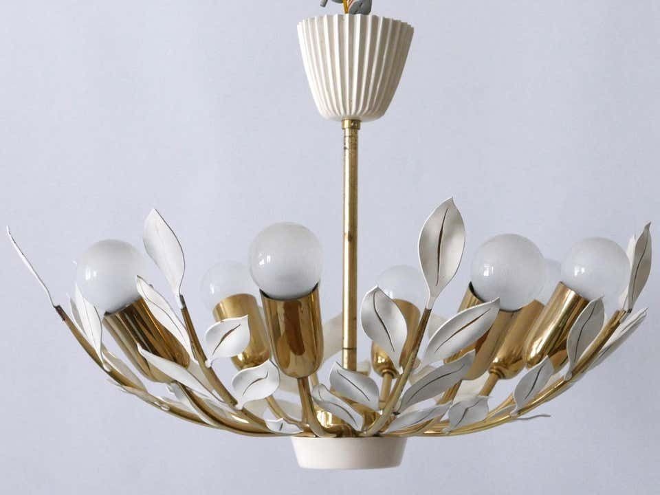 Rare 8 Flamed Sputnik Chandelier Or Pendant Lamp By Vereinigte Werkstätten 1950s photo vinterior