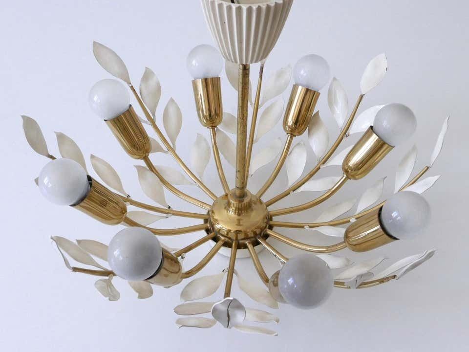 photo vinterior Rare 8 Flamed Sputnik Chandelier Or Pendant Lamp By Vereinigte Werkstätten 1950s