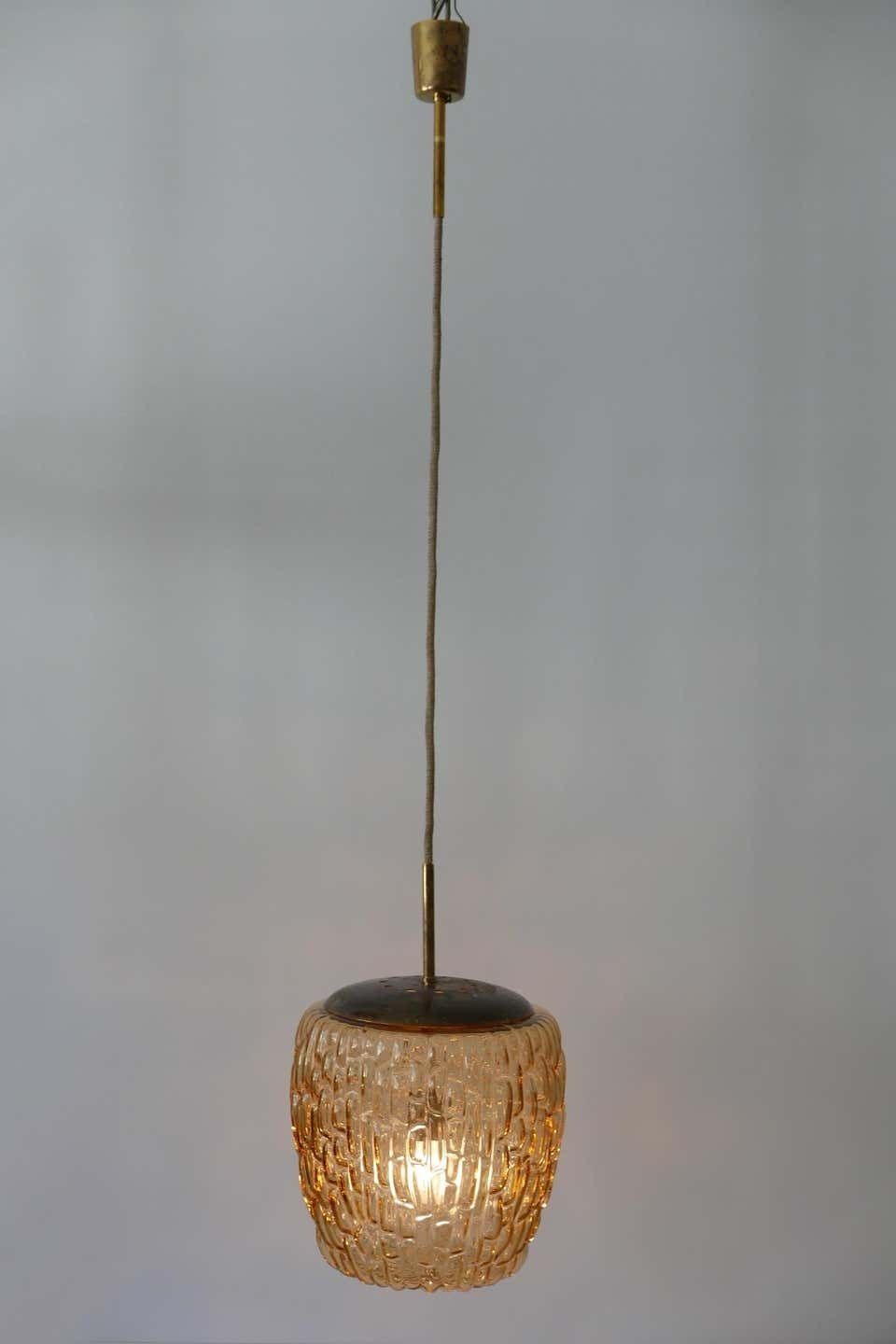 Mid Century Modern Textured Glass Pendant Lamp By Rupert Nikoll, 1950s, Austria photo Lighting