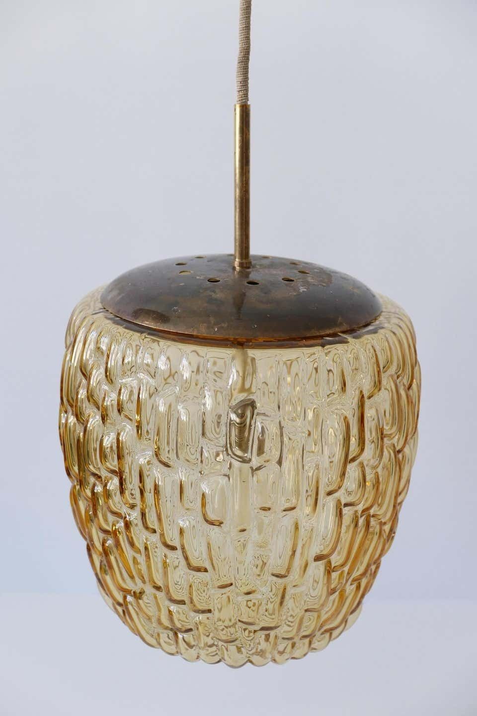 2042.0 Mid Century Modern Textured Glass Pendant Lamp By Rupert Nikoll, 1950s, Austria photo