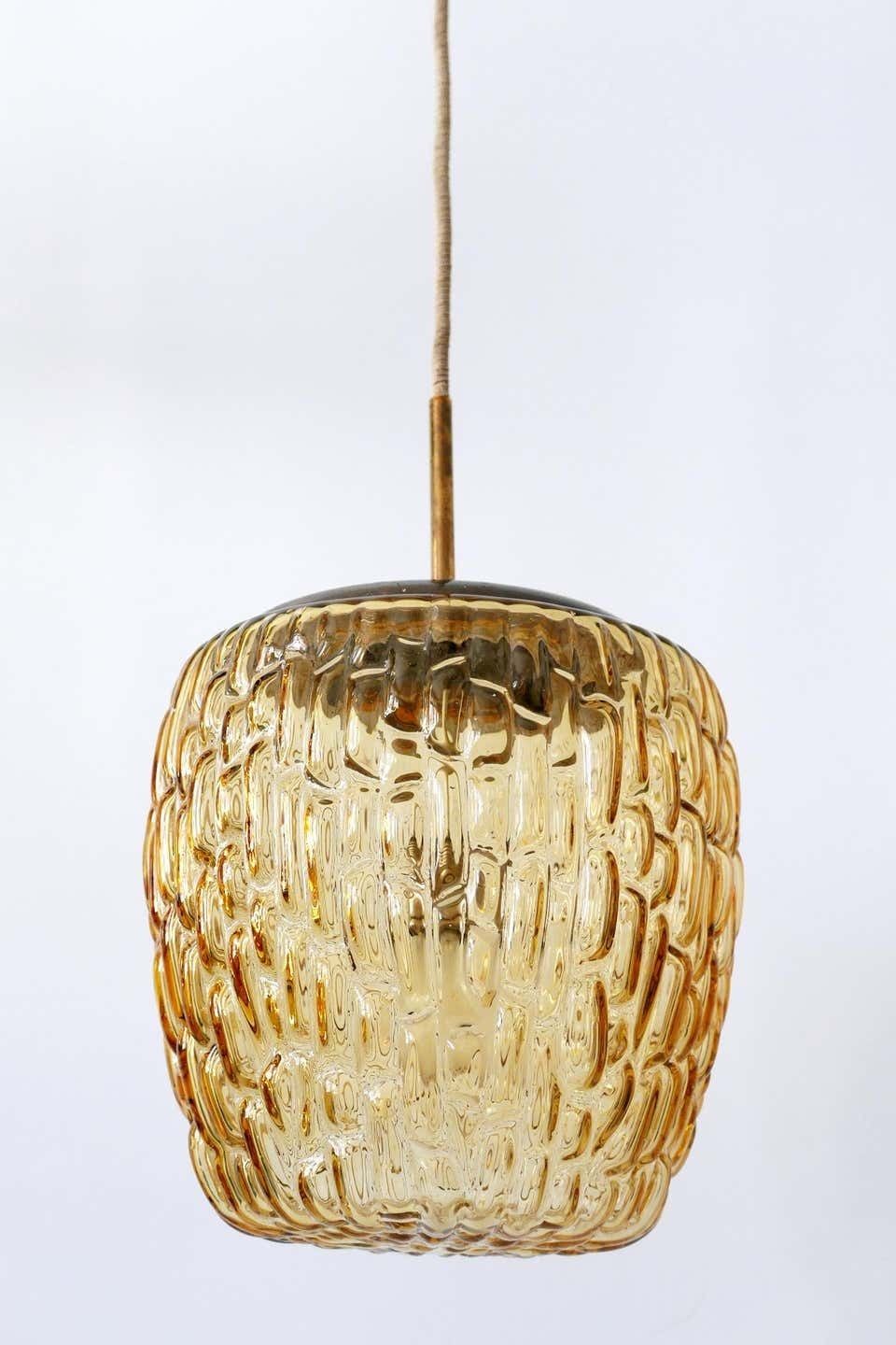 photo vinterior Mid Century Modern Textured Glass Pendant Lamp By Rupert Nikoll, 1950s, Austria