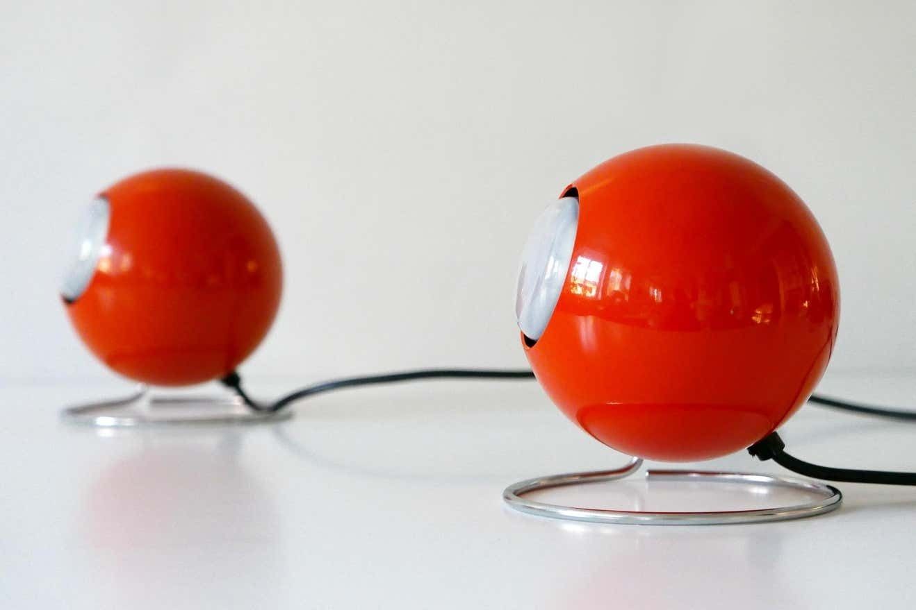 photo buy Set Of Two Mid Century Modern Metal ''Eye'' Table Lamps, Erco, 1960s 1970s Germany