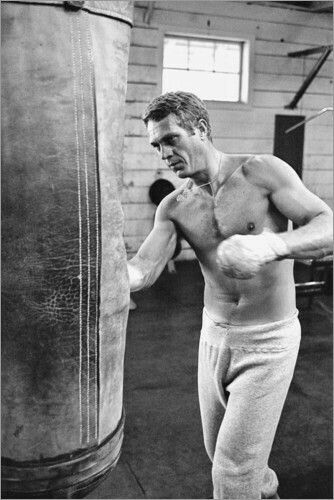 Steve Mcqueen Boxing Framed In White