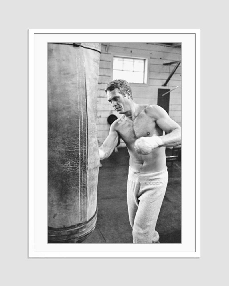 Steve Mcqueen Boxing Framed In White photo furniture