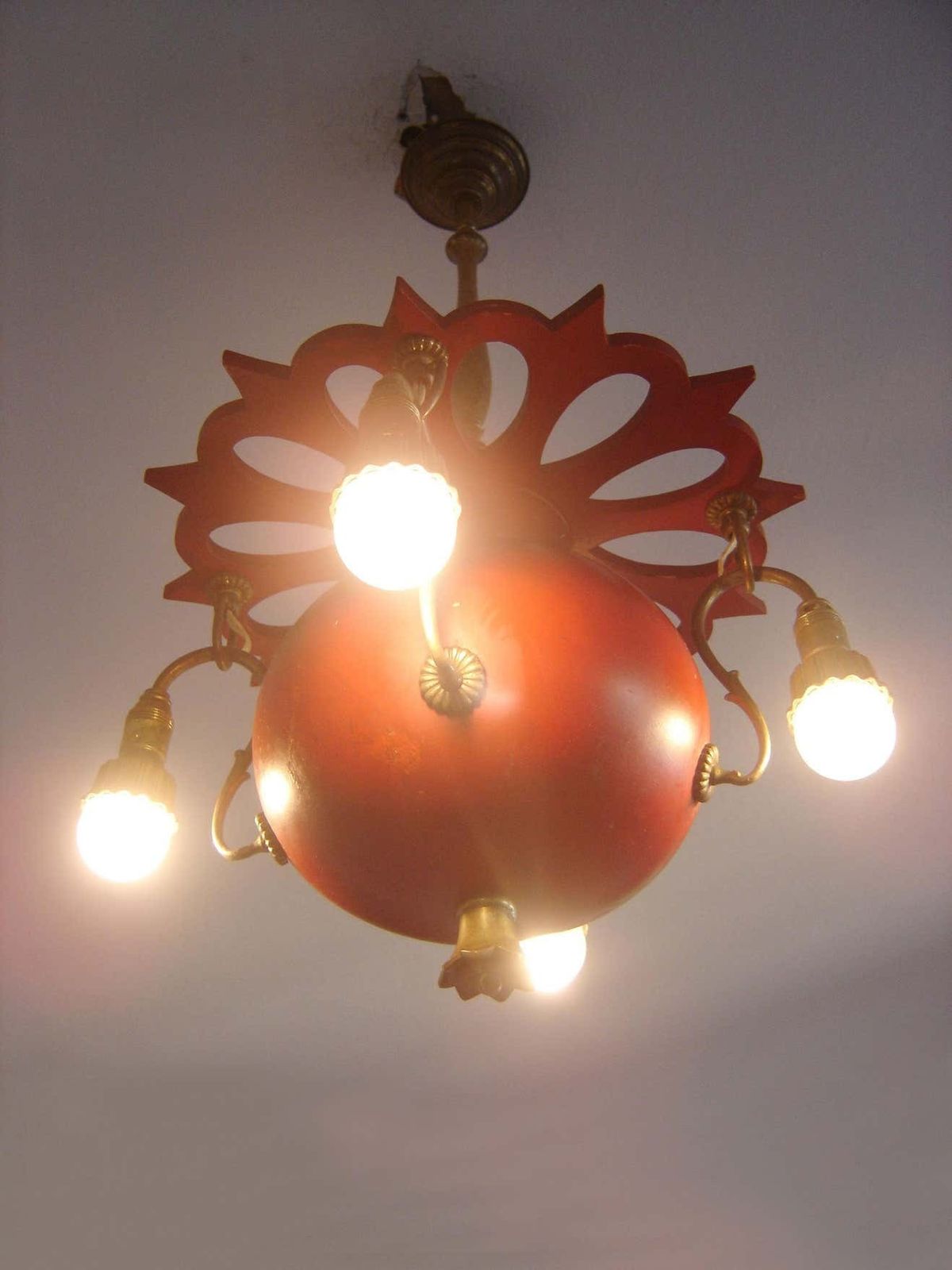 Exceptional Art Nouveau Chandelier Or Pendant Lamp ''Granate Apple'', 1900 Germany photo Lighting