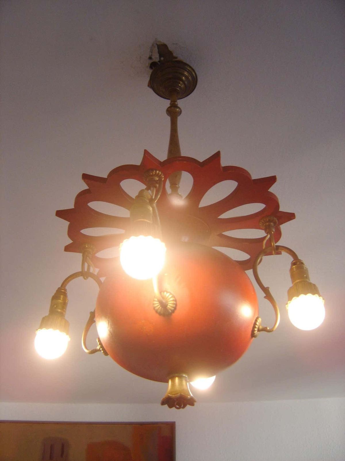 Exceptional Art Nouveau Chandelier Or Pendant Lamp ''Granate Apple'', 1900 Germany photo vinterior