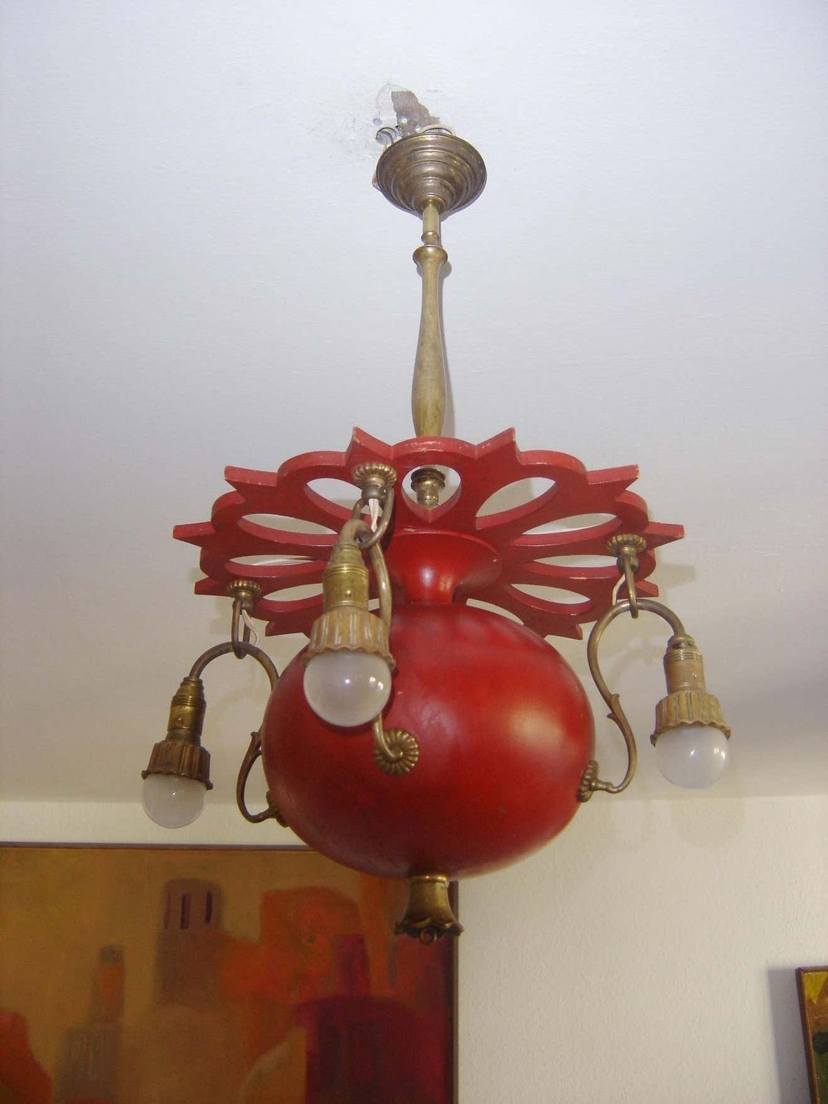 photo furniture Exceptional Art Nouveau Chandelier Or Pendant Lamp ''Granate Apple'', 1900 Germany