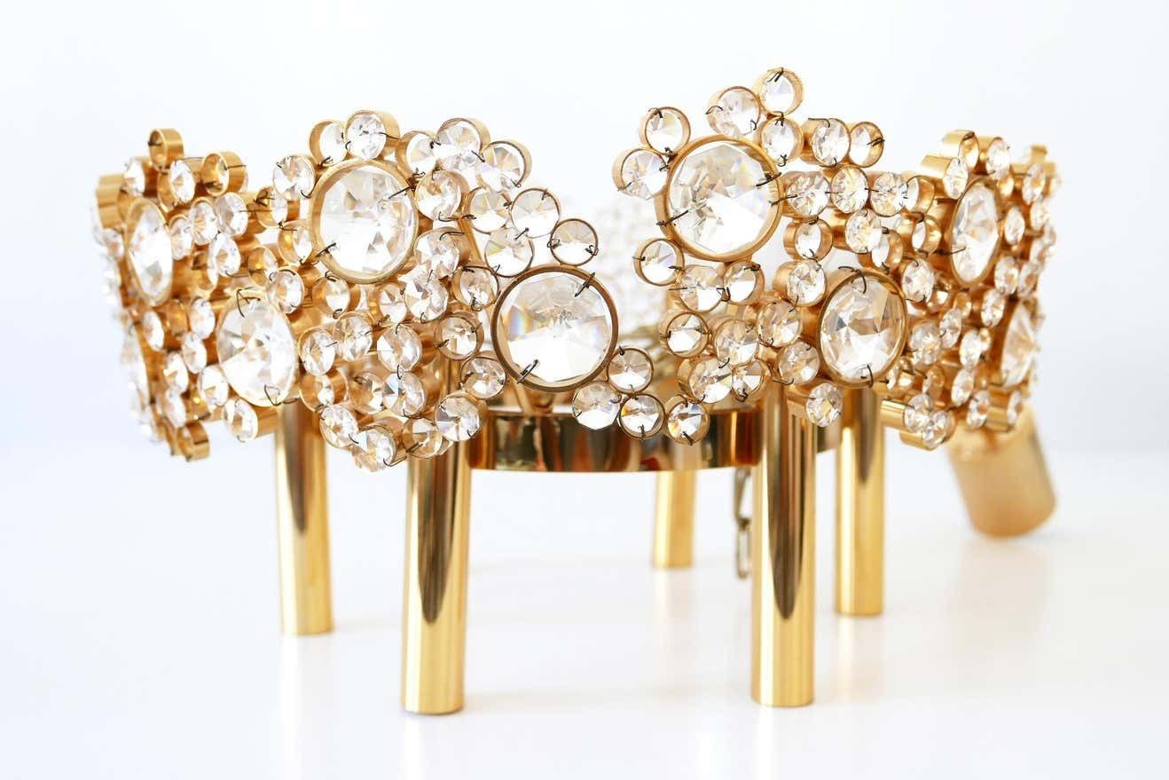 photo vintage Gilt Brass Facet Cut Crystal Glass Chandelier ''Jewel'' By Palwa, 1970s, Germany